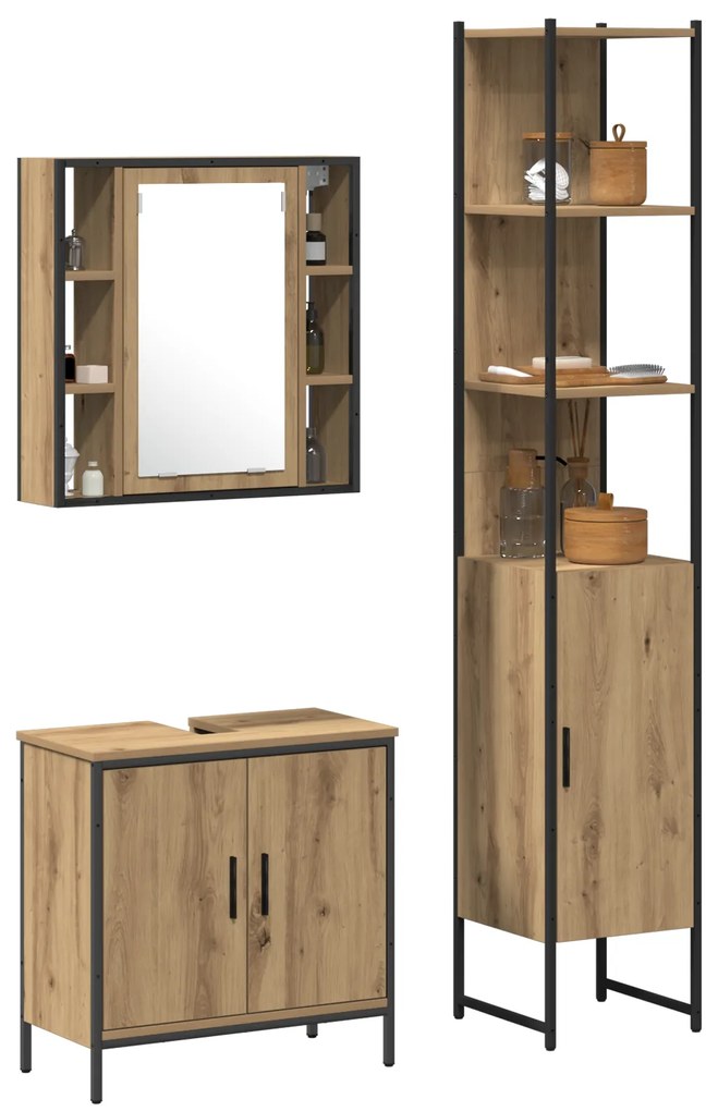 vidaXL Ντουλάπα Μπάνιου Άρτεσιν Όκ 33x33x185.5 cm Επεξεργασμένο Ξύλο