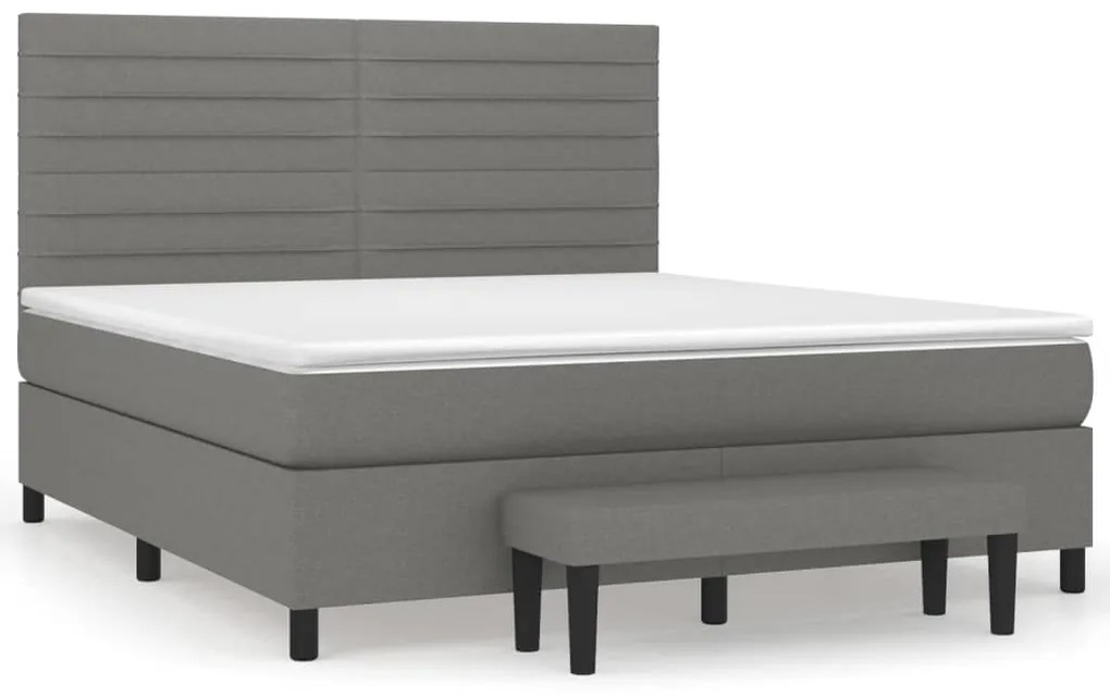 ΚΡΕΒΑΤΙ BOXSPRING ΜΕ ΣΤΡΩΜΑ ΣΚΟΥΡΟ ΓΚΡΙ 160X200 ΕΚ ΥΦΑΣΜΑΤΙΝΟ 3136686