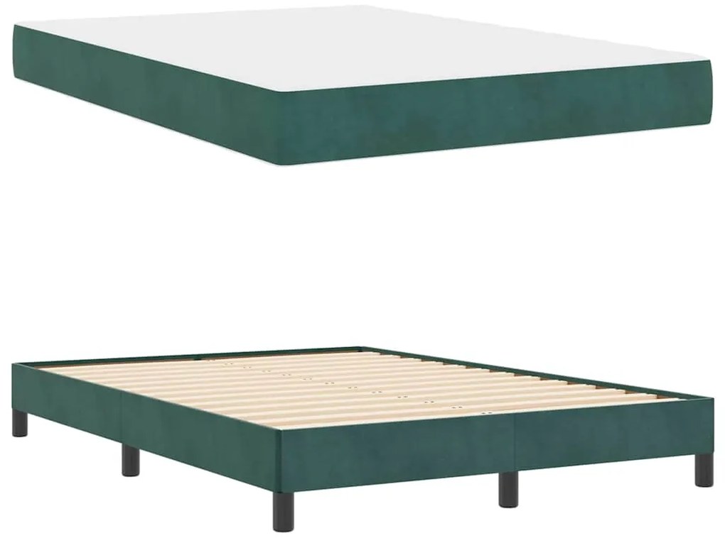 vidaXL Κρεβάτι box spring με στρώμα Σκούρο Πράσινο 140 x 200 cm