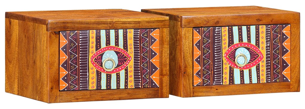 vidaXL Κομοδίνα 2 τεμ 35x30x22 εκ Μασίφ ξύλο ακακίας