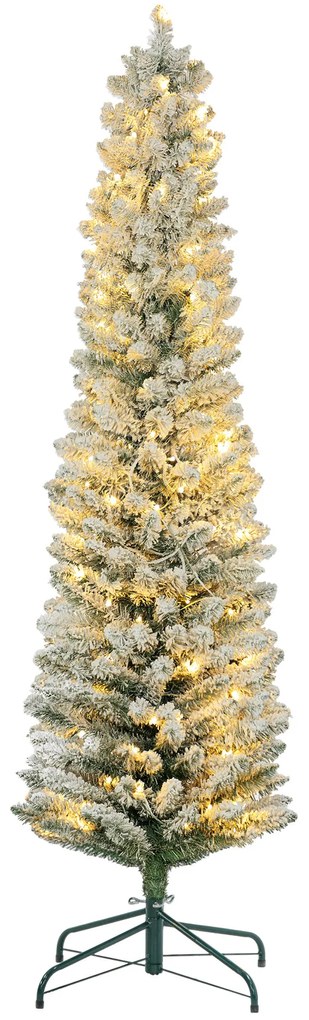 HOMCOM Χριστουγεννιάτικο Δέντρο 180 cm, Αλυσίδα LED, Τεχνητή αλυσίδα, πυράντοχο, Μεταλλική βάση, Πράσινο