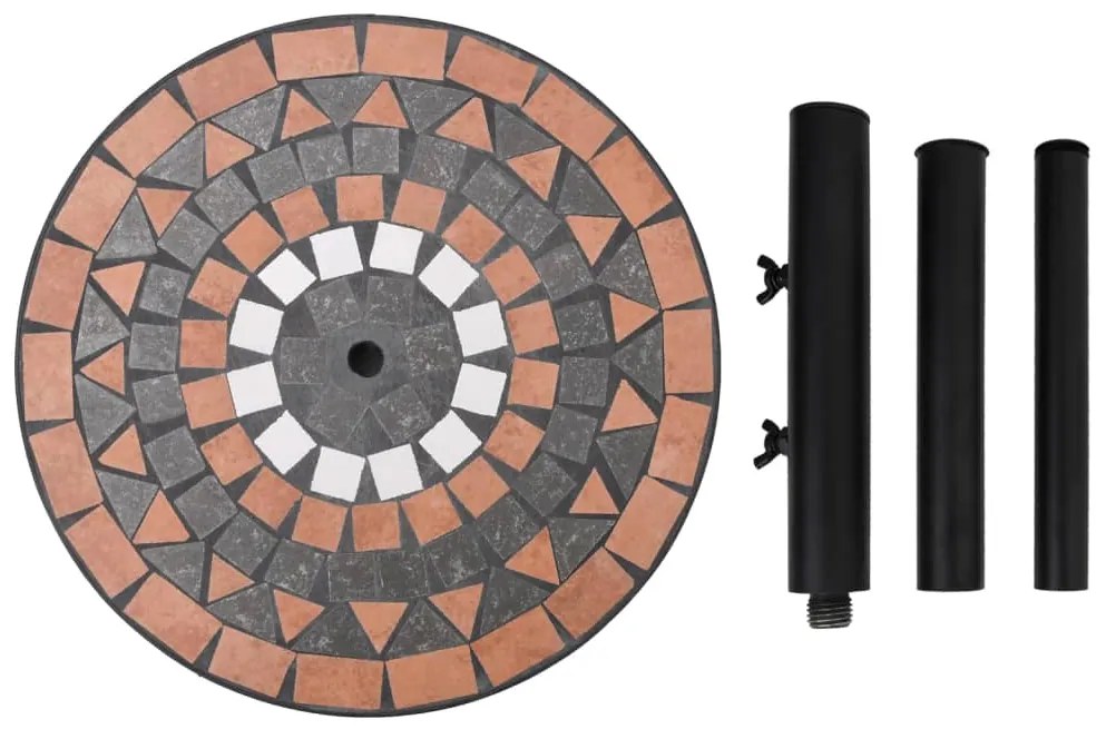 vidaXL Βάση Ομπρέλας Στρογγυλή Τερακότα και Λευκό 12 κιλών