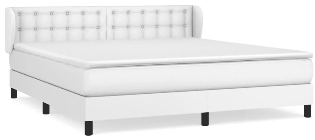 vidaXL Κρεβάτι Boxspring με Στρώμα Λευκό 180x200 εκ. Συνθετικό Δέρμα