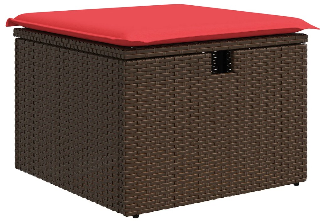 vidaXL Σκαμπό Κήπου με Μαξιλάρι Καφέ 55x55x37 εκ. Πολυρότζα