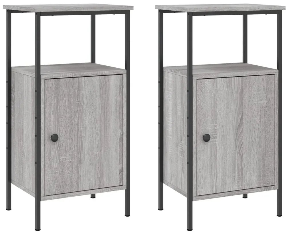 vidaXL Κομοδίνα 2 τεμ. Γκρι Sonoma 41 x 31 x 80 εκ. από Επεξεργ. Ξύλο