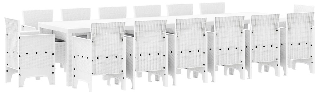 vidaXL Σέτ φαγητού για κήπο 15 pcs Λευκό Rattan Polt