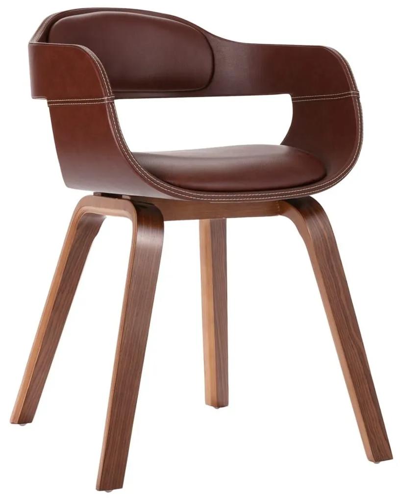 Καρέκλα Τραπεζαρίας Καφέ από Λυγισμένο Ξύλο / Συνθετικό Δέρμα - Καφέ