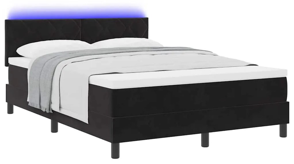 vidaXL Κρεβάτι με ελατήρια με στρώμα Μαύρο 140 x 190 cm Βελούδο