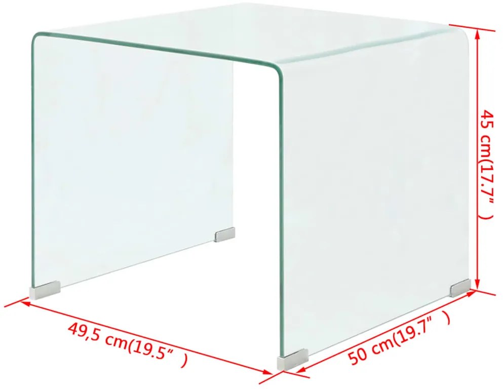 vidaXL Τραπεζάκι Σαλονιού Διάφανο 49,5 x 50 x 45 εκ. από Ψημένο Γυαλί