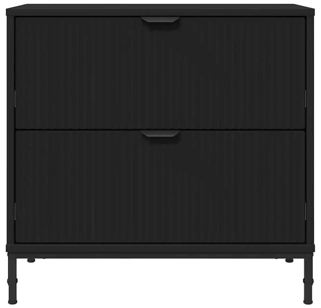vidaXL Κομοδίνο με συρτάρι Μαύρο 63.5 x 36 x 61 εκ Επεξεργασμένο ξύλο