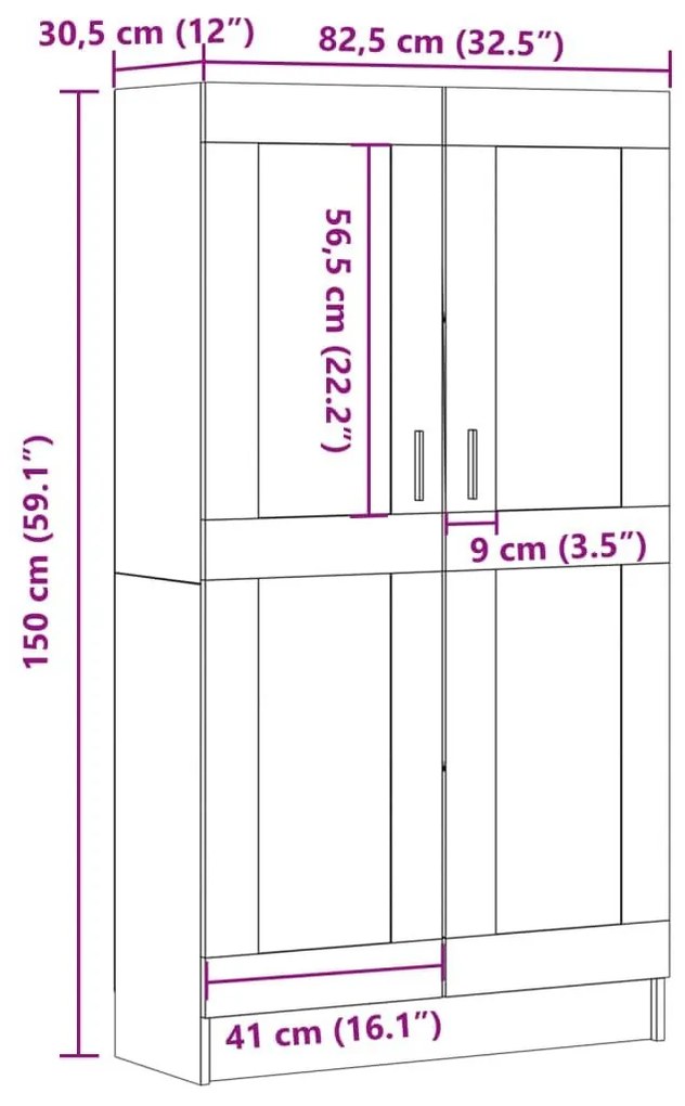 Βιβλιοθήκη Όψη Παλαιού Ξύλου 82,5x30,5x150 εκ. Επεξ. Ξύλο - Καφέ