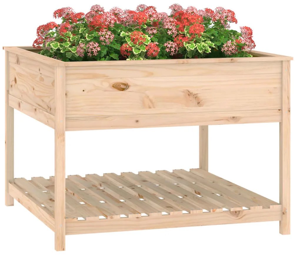 vidaXL Ζαρντινιέρα με Ράφι 111,5x111,5x81 εκ. Μασίφ Ξύλο Πεύκου