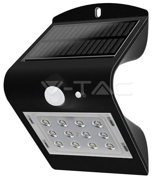 Ηλιακό Φωτιστικό LED 1.5W με Αισθητήρα Solar Wall Light Φως Ημέρας 4000K Μαύρο 8277 VTAC-8277-Μαύρο 8277