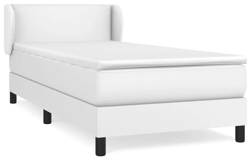 vidaXL Κρεβάτι Boxspring με Στρώμα Λευκό 90x190εκ. από Συνθετικό Δέρμα