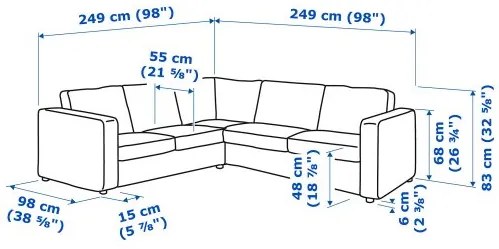 VIMLE γωνιακός καναπές, 4 θέσεων 293.995.13