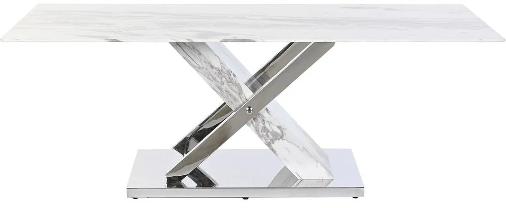 Τραπεζάκι Καφέ DKD Home Decor Λευκό Ασημί Κρυστάλλινο Χάλυβας 120 x 60 x 42 cm