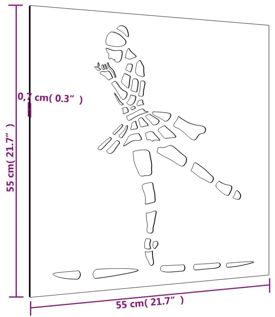 Διακοσμητικό Κήπου Επιτοίχιο Μπαλαρίνα 105x55 εκ. Ατσάλι Corten - Καφέ