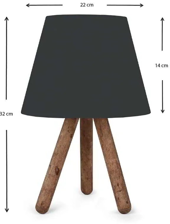 Φωτιστικό επιτραπέζιο Lander Megapap ύφασμα/Pvc/ξύλο χρώμα μαύρο/καφέ 22x17x32εκ.