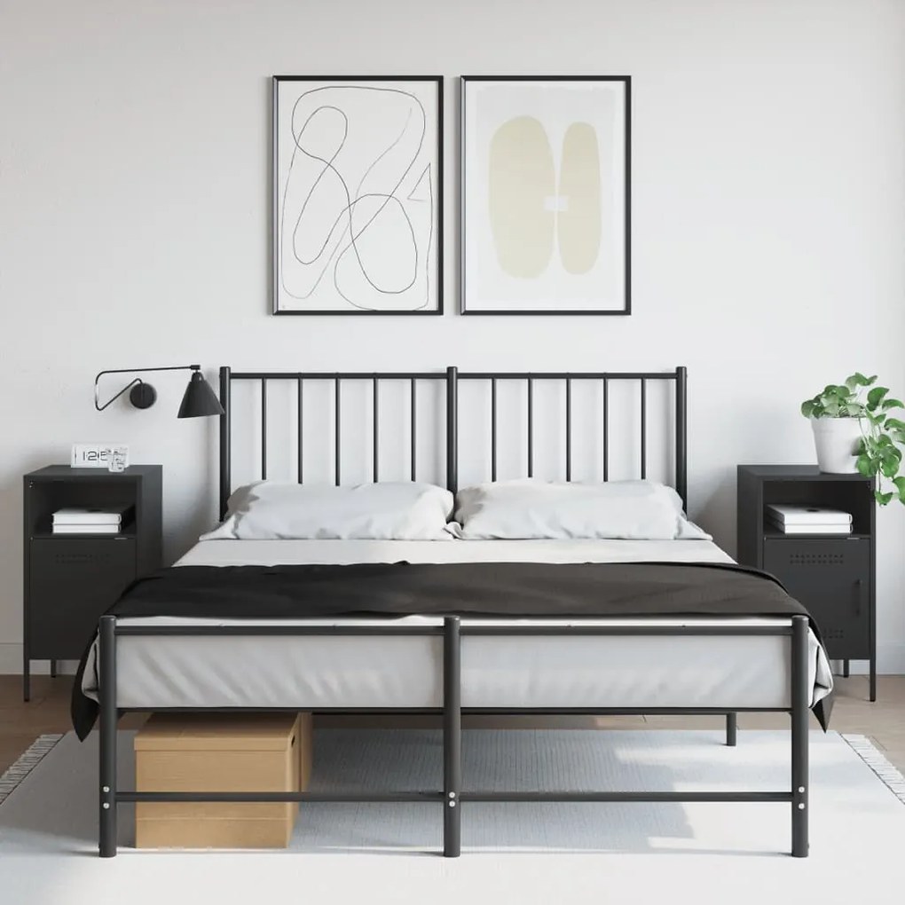 vidaXL Κομοδίνα 2 τεμ. Μαύρα 36x39x68 εκ. από Χάλυβα