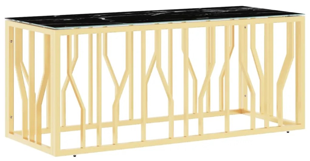 vidaXL Τραπέζι Σαλονιού Χρυσό 110x45x45 εκ. Ανοξείδωτο Ατσάλι &amp; Γυαλί