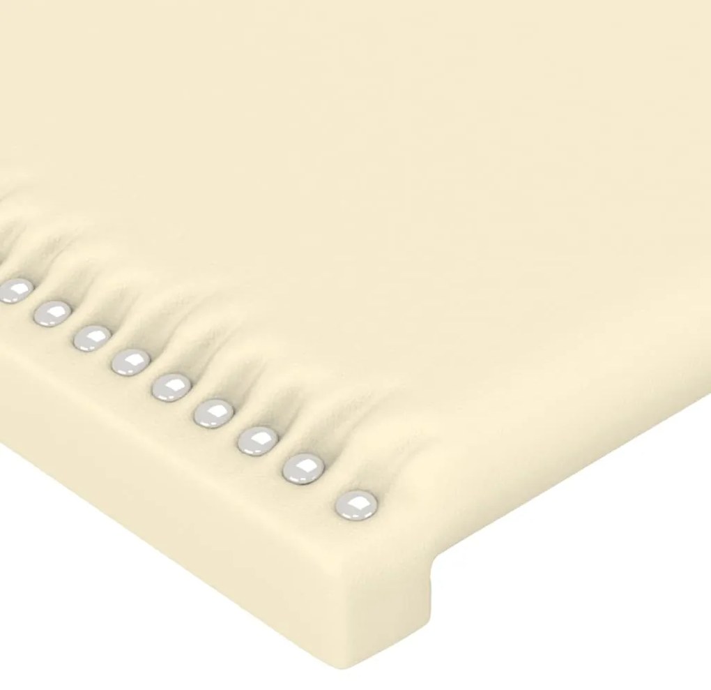 vidaXL Κεφαλάρι Κρεβατιού LED Κρεμ 147x16x78/88εκ. από Συνθετικό Δέρμα