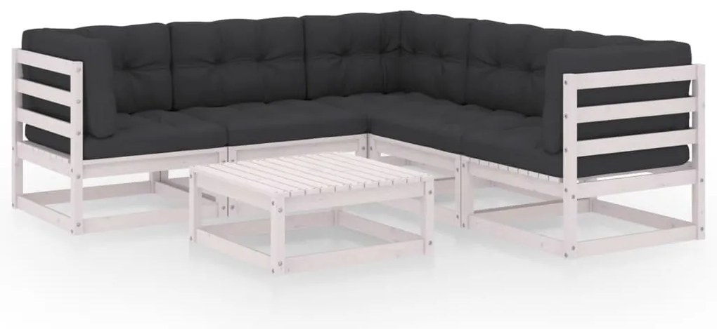 vidaXL Σαλόνι Κήπου Σετ 6 Τεμαχίων από Μασίφ Ξύλο Πεύκου &amp; Μαξιλάρια