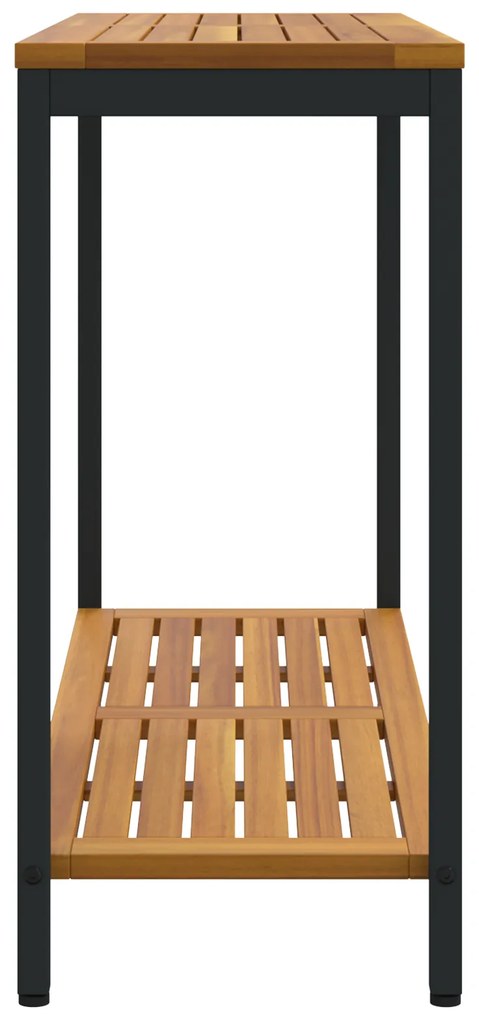 vidaXL Εξωτερικό Τραπέζι Φυσικό & Μαύρο 35x110x75 εκ. Μασίφ Ξύλο και Ατσάλι