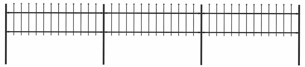 vidaXL Φράχτης Κήπου με Κορυφή Δόρυ Μαύρος Ατσάλινος 537 x 60 εκ.