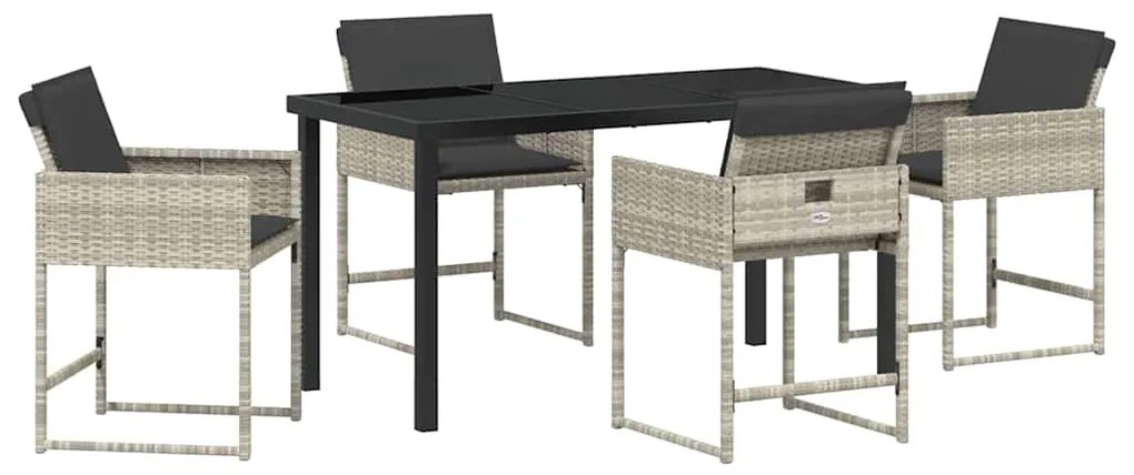 vidaXL Σέτ φαγητού για κήπο 5 pcs Ανοιχτό γκρι συνθετικό ρατάν