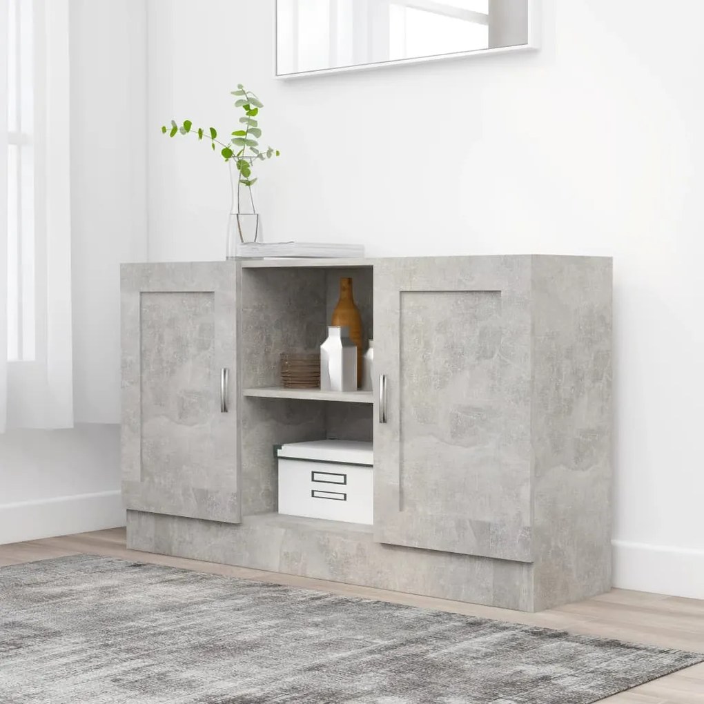vidaXL Μπουφές Γκρι Σκυροδέματος 120 x 30,5 x 70 εκ. από Μοριοσανίδα