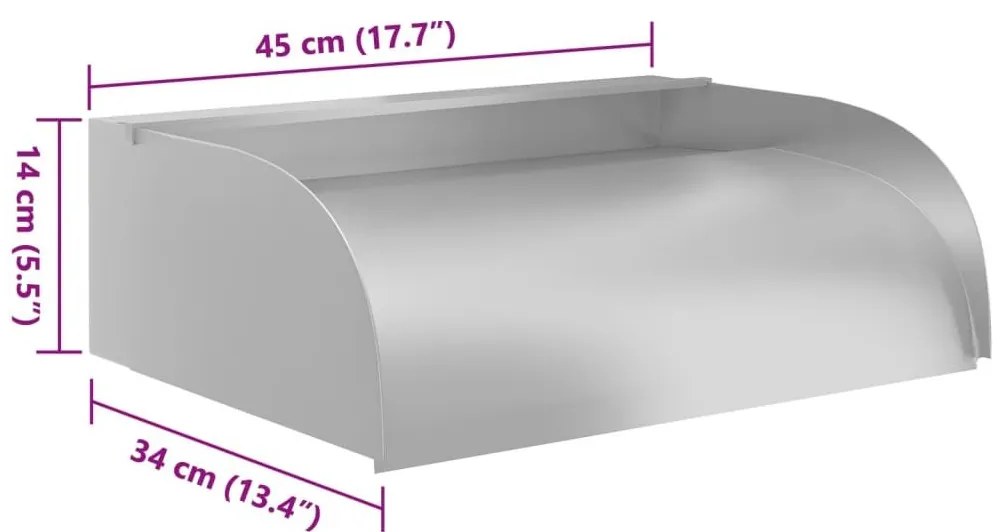 Καταρράκτης 45 x 34 x 14 εκ. από Ανοξείδωτο Ατσάλι 304 με LED - Ασήμι