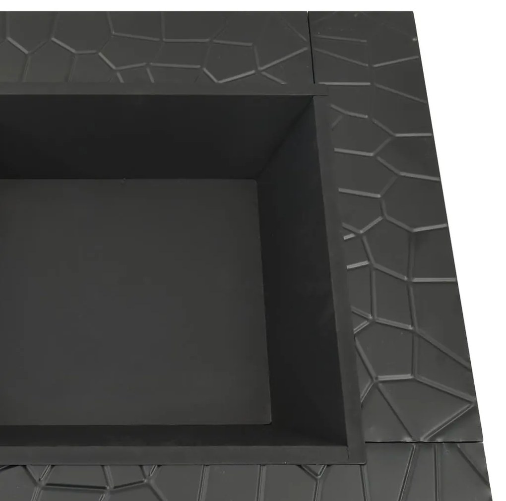 Τζάκι Εξωτερικού Χώρου με Σκαλιστήρι 79x79x46,5 εκ. Ατσάλινο - Μαύρο