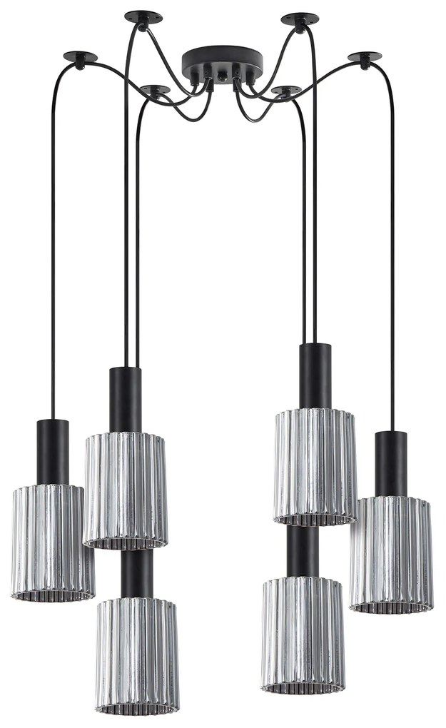 Φωτιστικό Οροφής  SE21-BL-4-BL6-GL1 ADEPT TUBE Black Pendant Smoked Glass+ - 51W - 100W - 77-8484