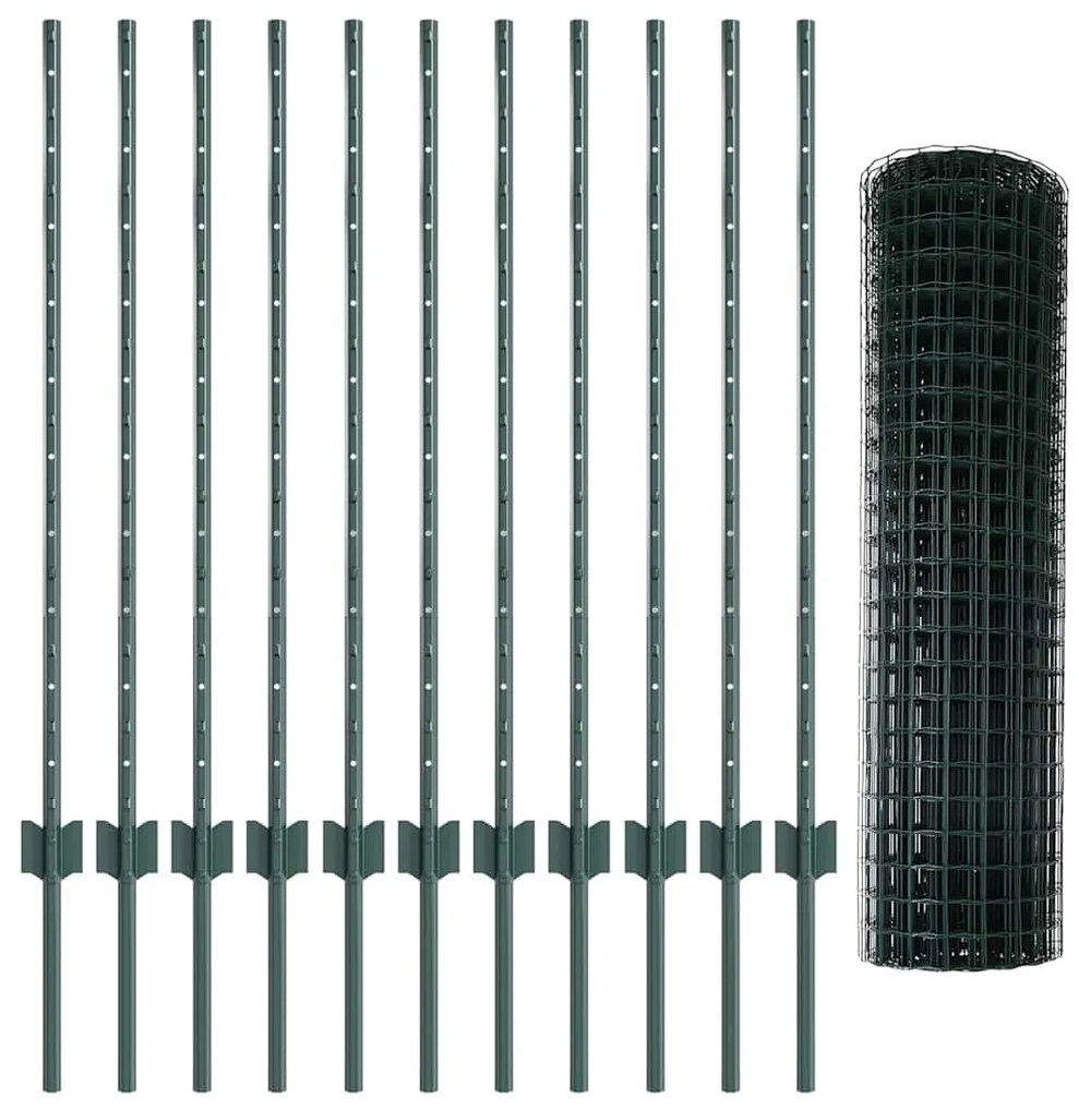 vidaXL Τεντώτο με στήριγμα Πράσινο 1 x 25 m Ατσάλι