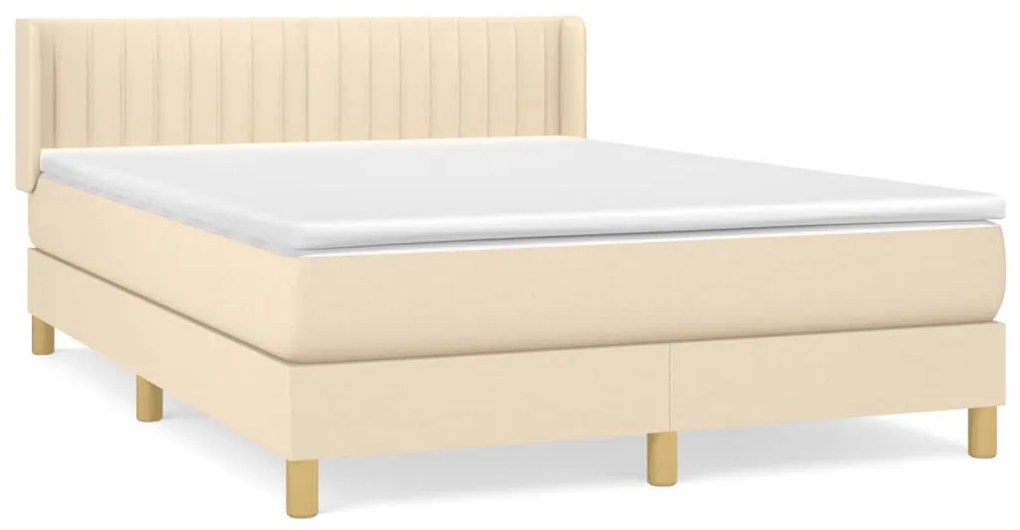 vidaXL Κρεβάτι Boxspring με Στρώμα Κρεμ 140x190 εκ. Υφασμάτινο