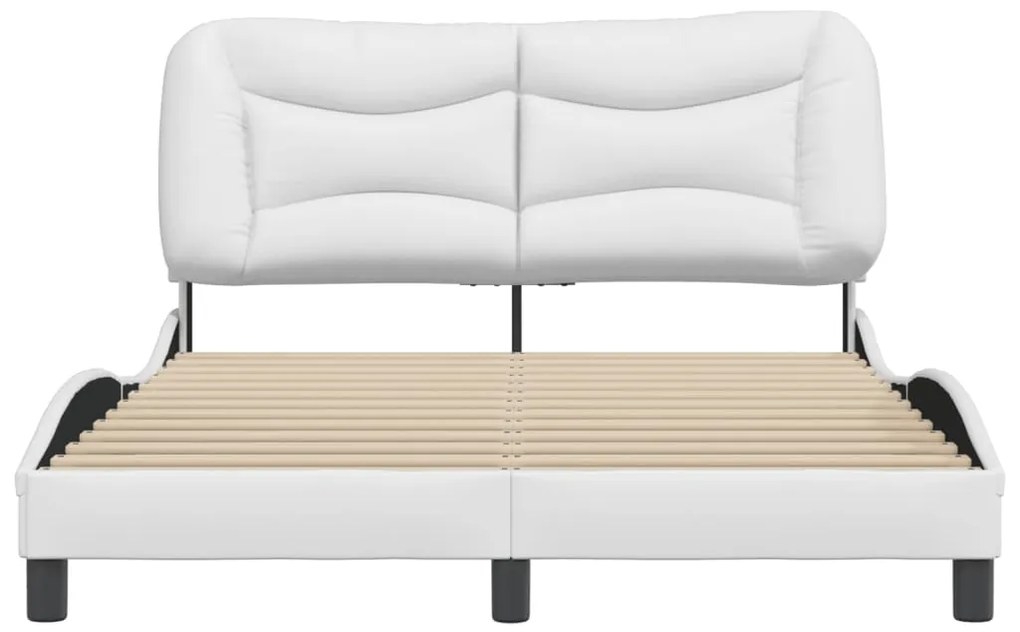 vidaXL Πλαίσιο κρεβατιού χωρίς Στρώμα Hvar Λευκό 140x190 εκ. Συνθετικό Δέρμα