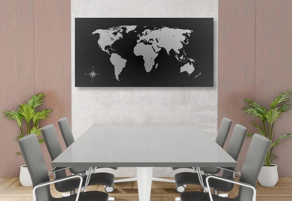 Εικόνα στον παγκόσμιο χάρτη από φελλό σε αποχρώσεις του γκρι - 120x60  transparent