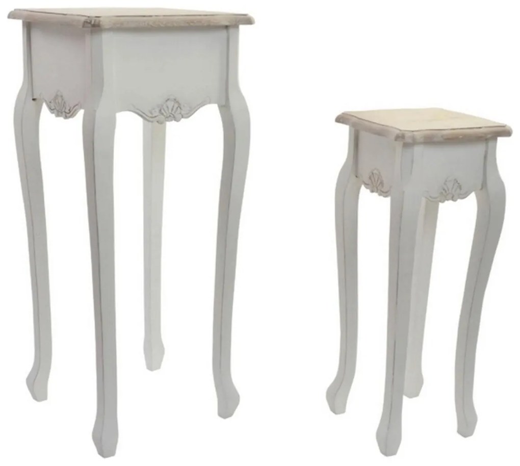 Βοηθητικό Τραπέζι DKD Home Decor Versalles Έλατο Ξύλο Λευκό 35 x 35 x 80 cm