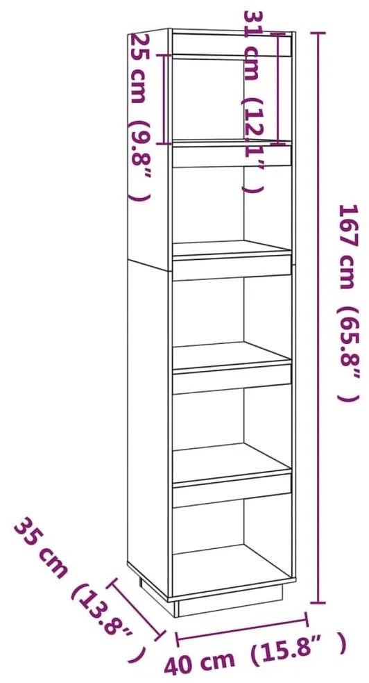 Βιβλιοθήκη/Διαχωριστικό Χώρου Λευκό 40x35x167 εκ. Μασίφ Πεύκο - Λευκό