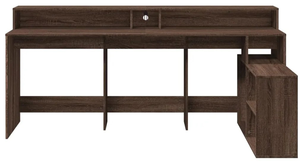 vidaXL Γραφείο με LED Καφέ δρυς 200x104x91 εκ. Επεξεργ. Ξύλο