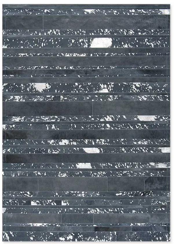 Δερμάτινο Χειροποίητο Χαλί Skin Stripes Acid Dark Grey-Silver