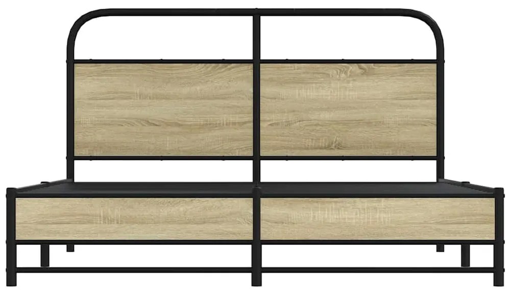 vidaXL Σκελετός Κρεβ. Χωρίς Στρώμα Sonoma Δρυς 160x200 εκ. Μεταλλικό