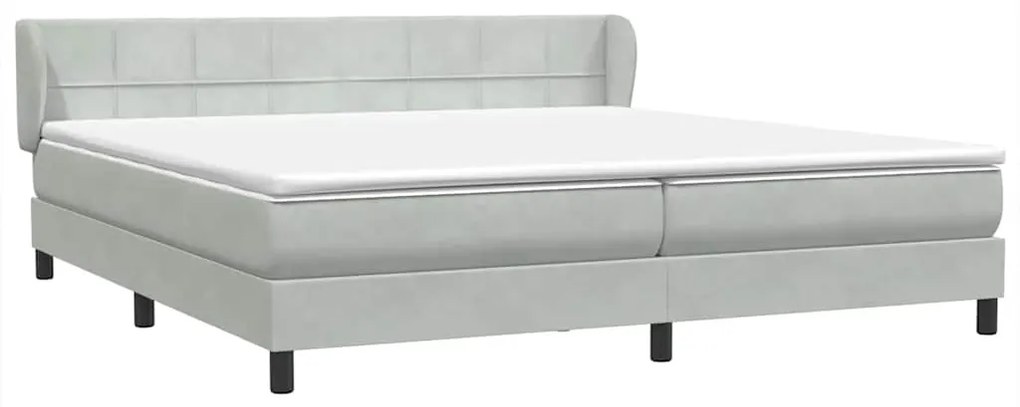 vidaXL Box Spring κρεβάτι με στρώματα ανοιχτό γκρι 180x220cm Βελούδινο