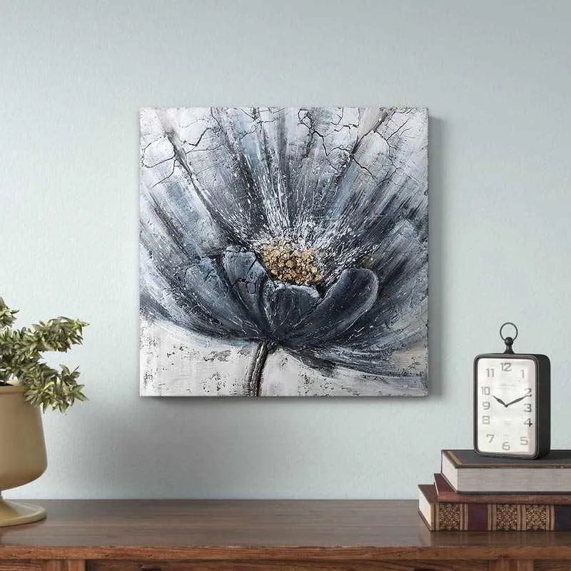 Πίνακας σε καμβά Blue Flower" Megapap ψηφιακής εκτύπωσης 50x50x3εκ."