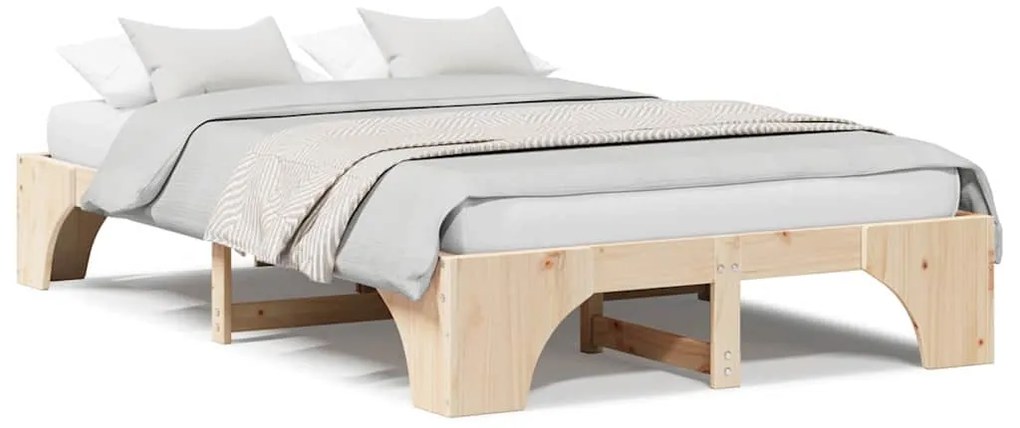 vidaXL Σκελετός Κρεβατιού Φυσικό 120 x 200 cm Στερεά ξυλεία πεύκου