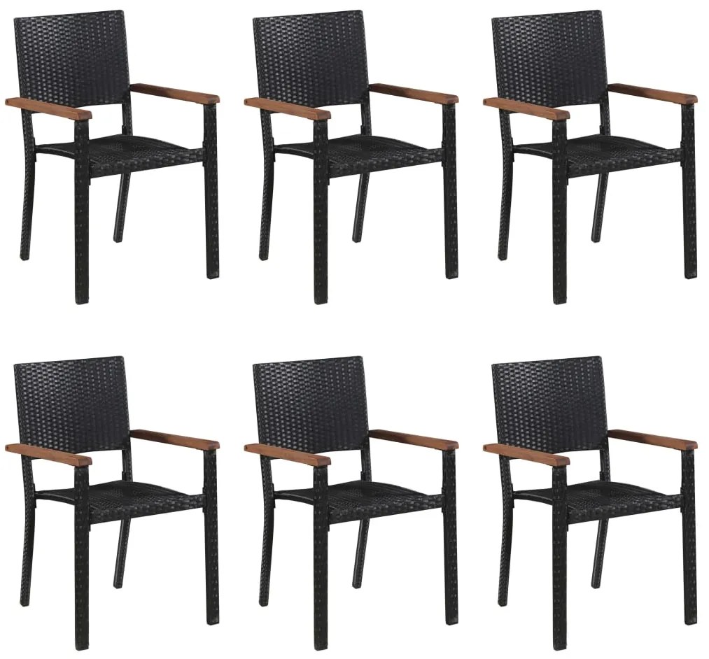 vidaXL Σετ Τραπεζαρίας Κήπου 7 Τεμαχίων Μαύρο