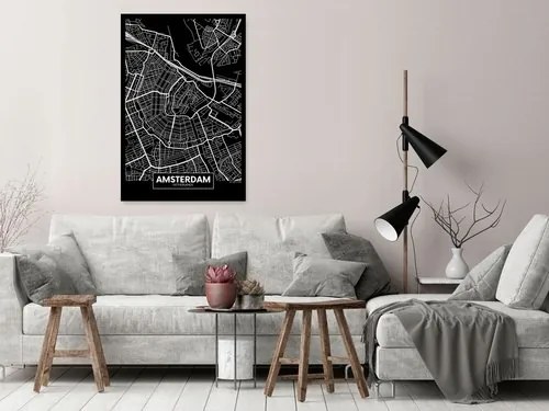 Πίνακας - Dark Map of Amsterdam (1 Part) Vertical - 40x60