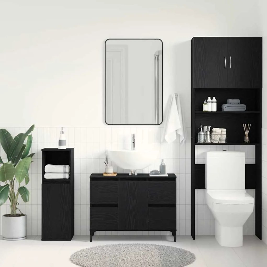 vidaXL Ντουλάπι νιπτήρα Μαύρη δρυς 80 x 33 x 60 εκ Επεξεργασμένο ξύλο