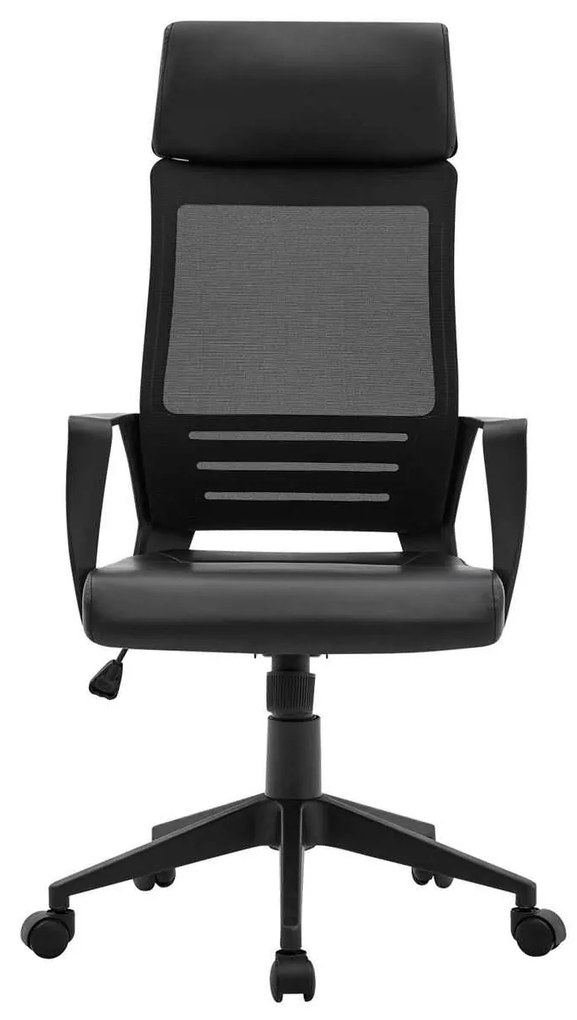 BF2500 Πολυθρόνα Γραφείου Διευθυντή Mesh Μαύρο - Pu Μαύρο 58x62x116/126cm