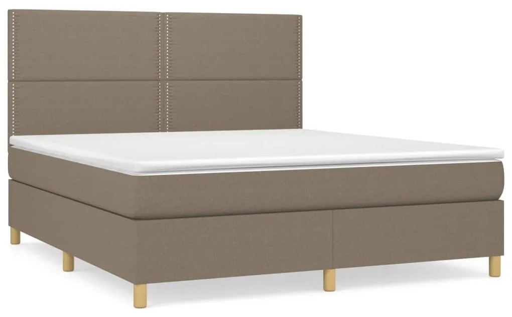 Κρεβάτι Boxspring με Στρώμα Taupe 160x200 εκ. Υφασμάτινο - Μπεζ-Γκρι